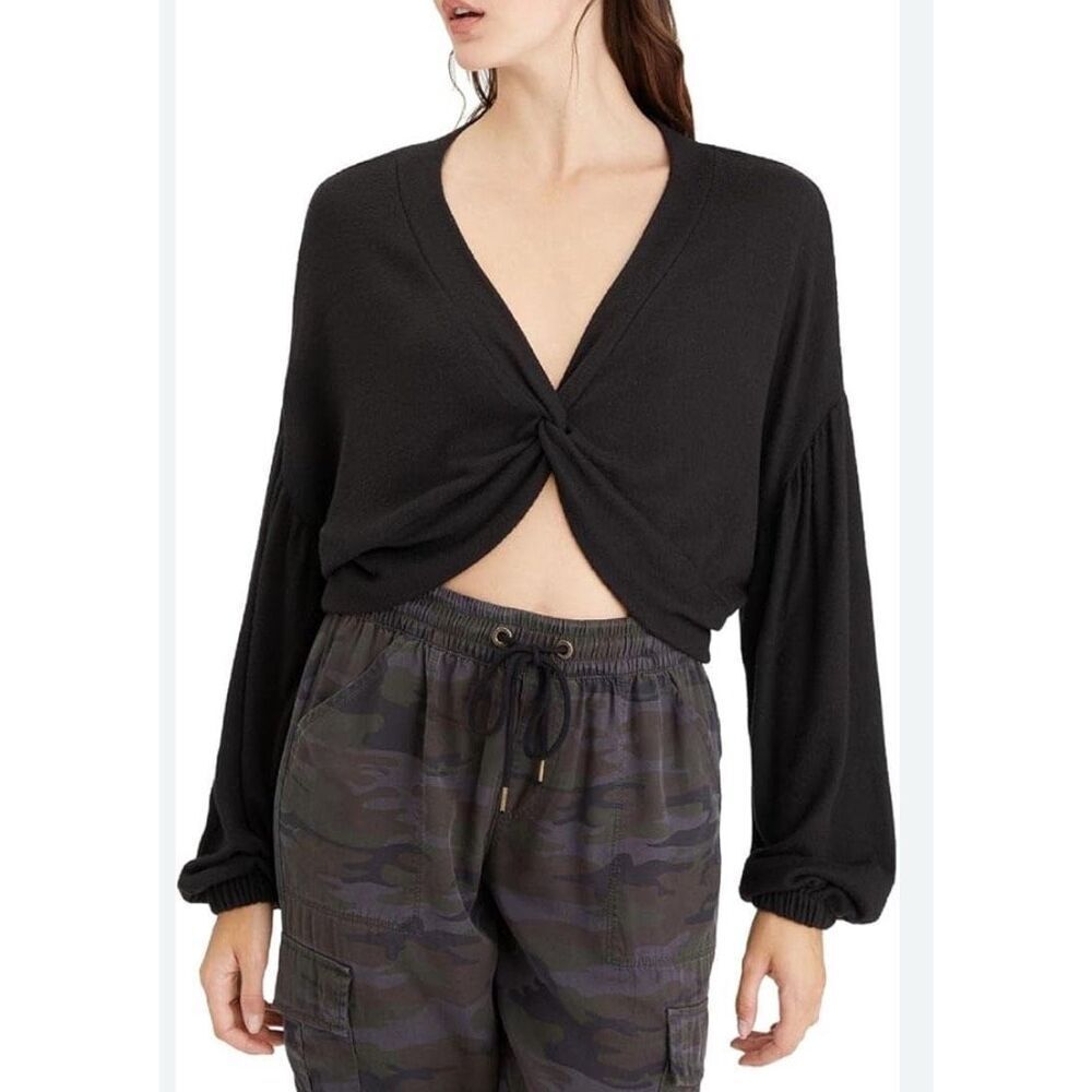 By Together Women’s Black Twist-Front Top Size Medium